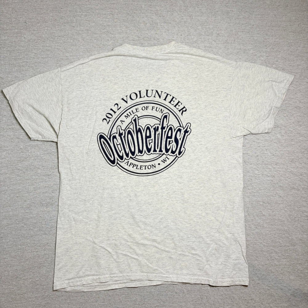 Bud Light Mens Tshirt Large Gray 2012 Oktoberfest Appleton WI Volunteer Beer Tee